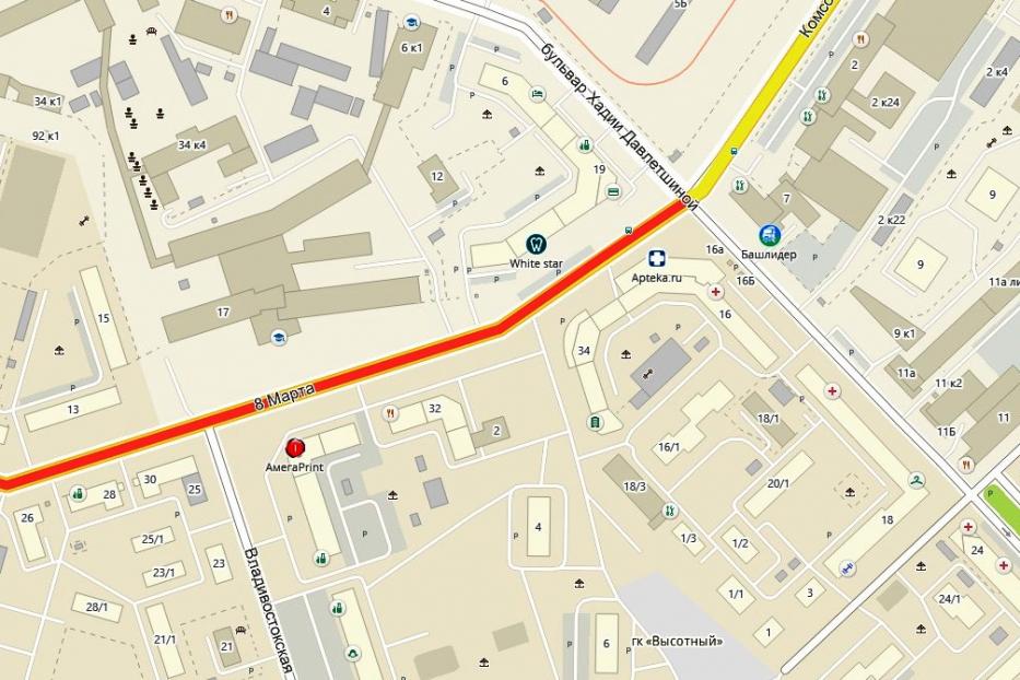 В Уфе будет ограничено движение транспорта на участке улицы 8 марта