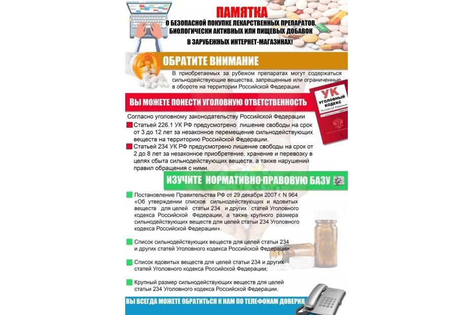 Памятка о безопасной покупке лекарственных препаратов, БАДов и пищевых добавок в иностранных интернет-магазинах