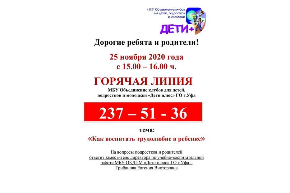 «Как воспитать трудолюбие в ребенке»: Объединение «Дети плюс» проведет горячую линию